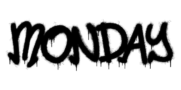 Spray Painted Graffiti Monday Word Sprayed isolated with a white background graffiti font Monday with over spray in black over white Vector illustration