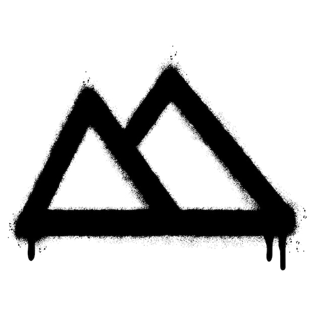 Spray Painted Graffiti mountain icon Sprayed isolated with a white background graffiti volcano with over spray in black over white