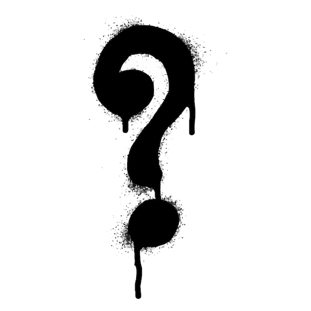 Spray Painted Graffiti Question Icon Sprayed isolated with a white background graffiti Question symbol with over spray in black over white Vector illustration