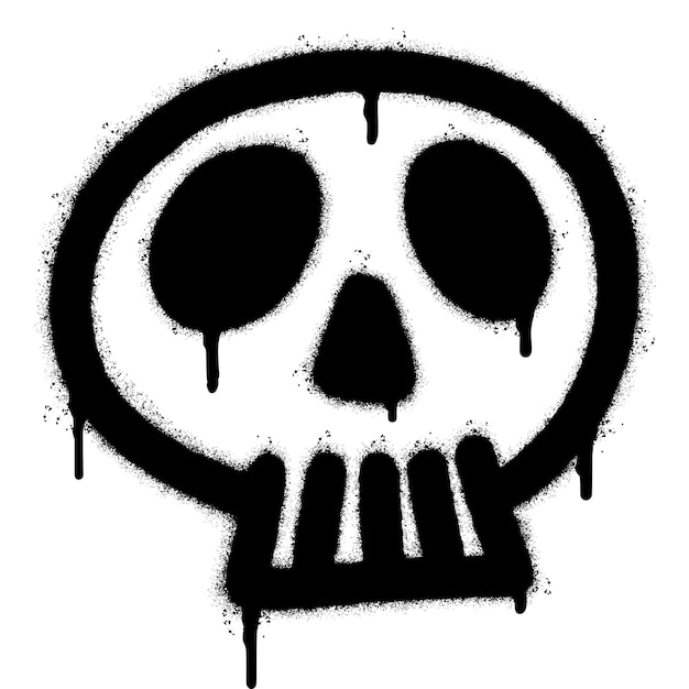 Vector spray painted graffiti skull icon sprayed isolated with a white background graffiti skull symbol with over spray in black over white vector illustration