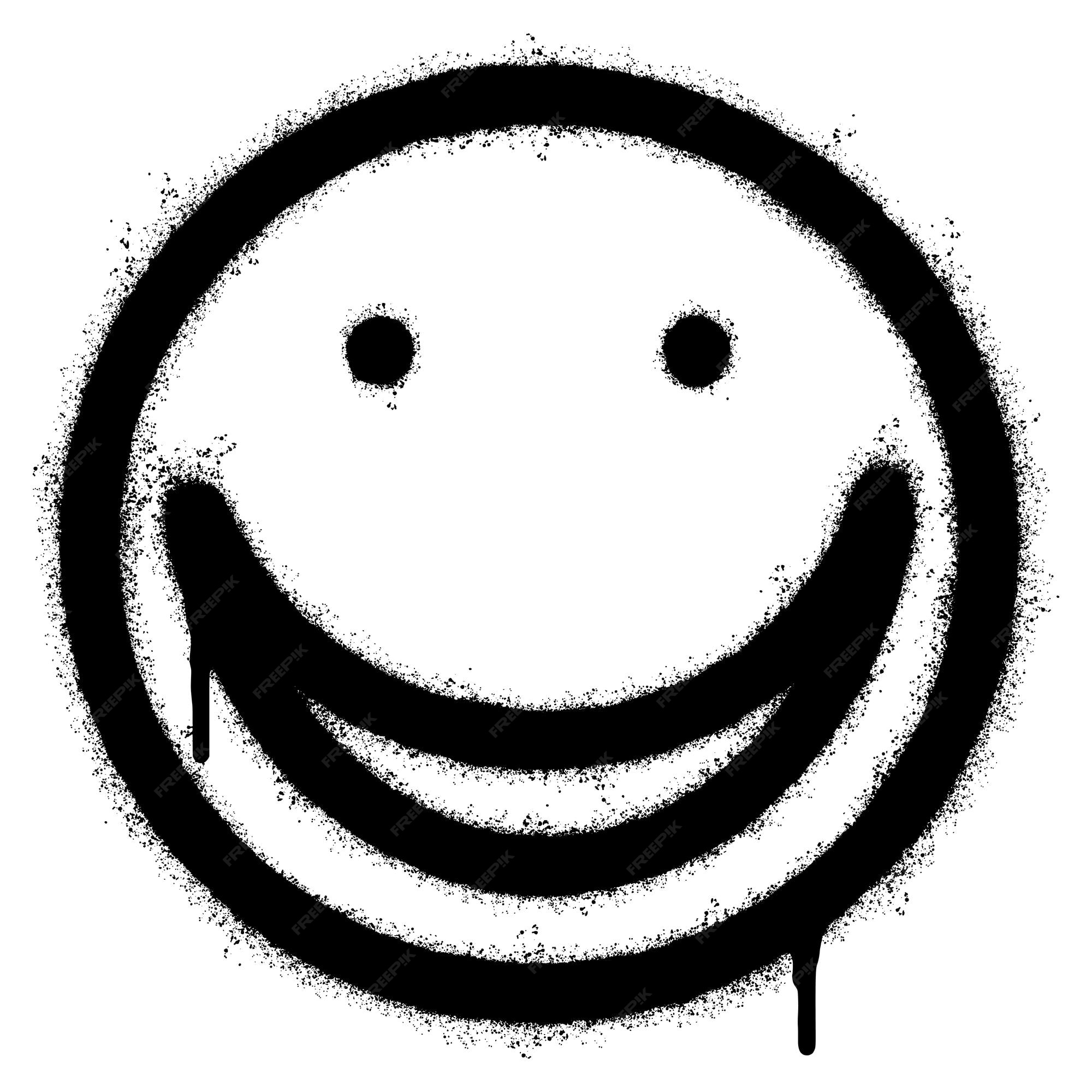 Premium Vector | Spray painted graffiti smiling face emoticon isolated on white  background vector illustration