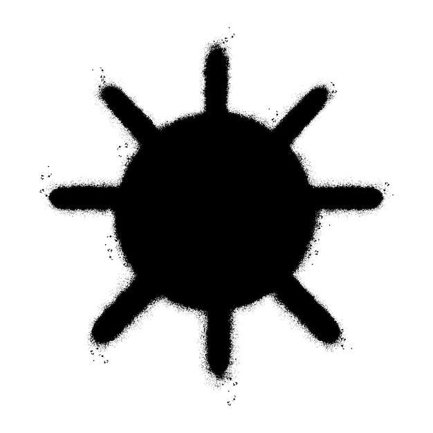 Spray Painted Graffiti Sun-pictogram Gespoten geïsoleerd met een witte achtergrond graffiti Sun-symbool met meer dan spray in zwart op wit