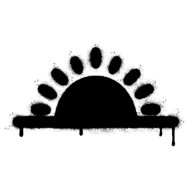 Spray Painted Graffiti sunset icon Sprayed isolated with a white background graffiti sunrise symbol with over spray in black over white