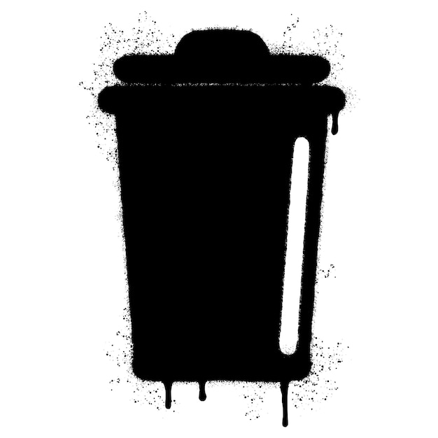 Vector spray painted graffiti trash can icon sprayed isolated with a white background graffiti trash can symbol with over spray in black over white vector illustration