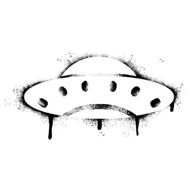 Vector spray painted graffiti ufo icon sprayed isolated with a white background