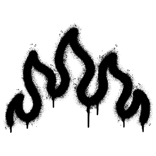 Spray painted graffiti vuurvlampictogram gespoten geïsoleerd met een witte achtergrond graffiti vuurvlampictogram met overspray in zwart op wit vectorillustratie