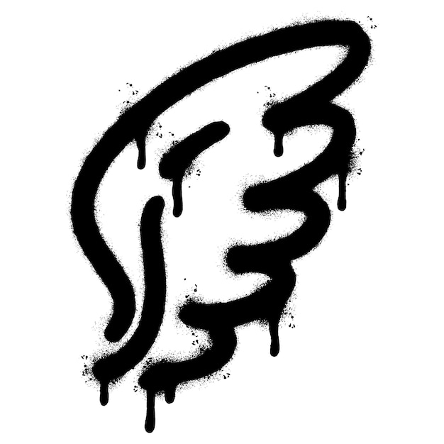 Spray painted graffiti wings sprayed isolated with a white background graffiti wings with over spray in black over white vector illustration