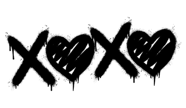 Spray Painted Graffiti xoxo Word gespoten geïsoleerd met een witte achtergrond graffiti lettertype xoxo met meer dan spray in zwart op wit Vector illustratie