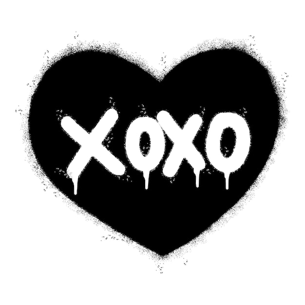 Spray Painted Graffiti xoxo Word Sprayed isolated with a white background graffiti font xoxo with over spray in black over white