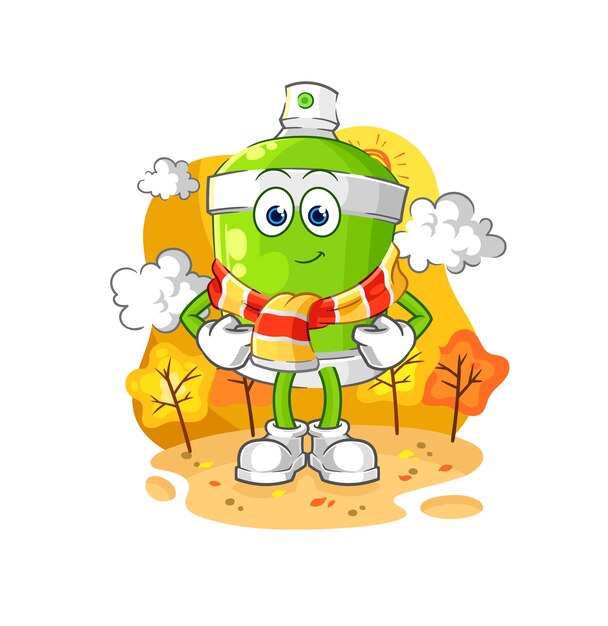 Spray verf in de herfst cartoon mascotte vector