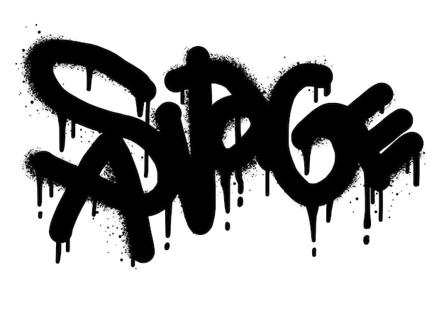 Sprayed savage font graffiti with over spray in black over whiteVector Illustration for printing