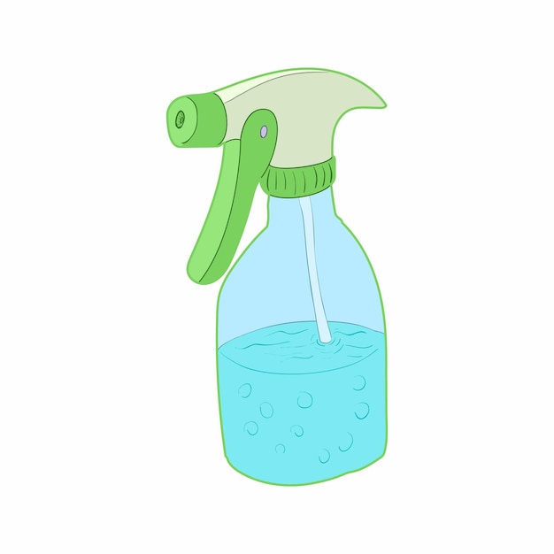 Sprayer bottle icon in cartoon style on a white background