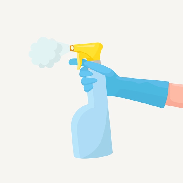 Spraying anti-bacterial sanitizer spray to prevent colds