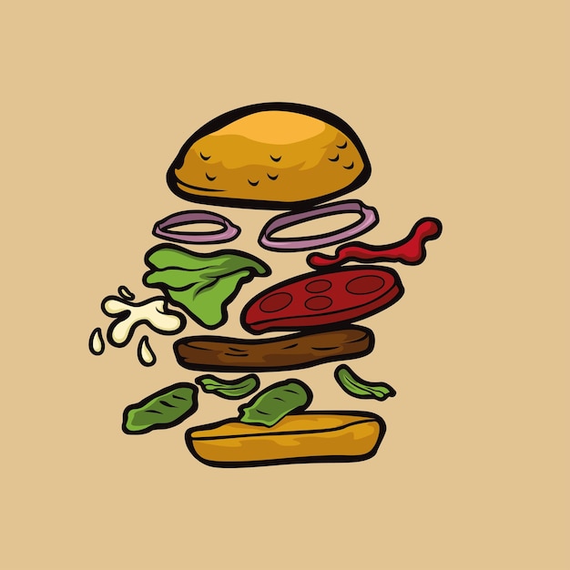 spread hamburger vector illustration