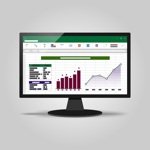 Spreadsheet on computer screen. financial accounting report concept.