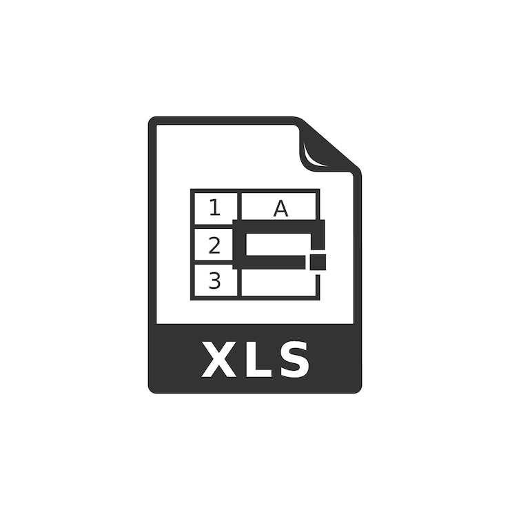 Vector spreadsheet file icon in black and white