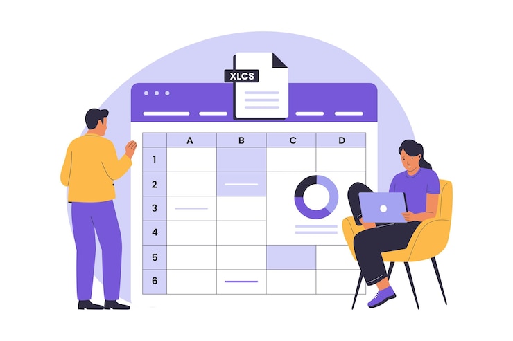 Vector spreadsheets illustration concept