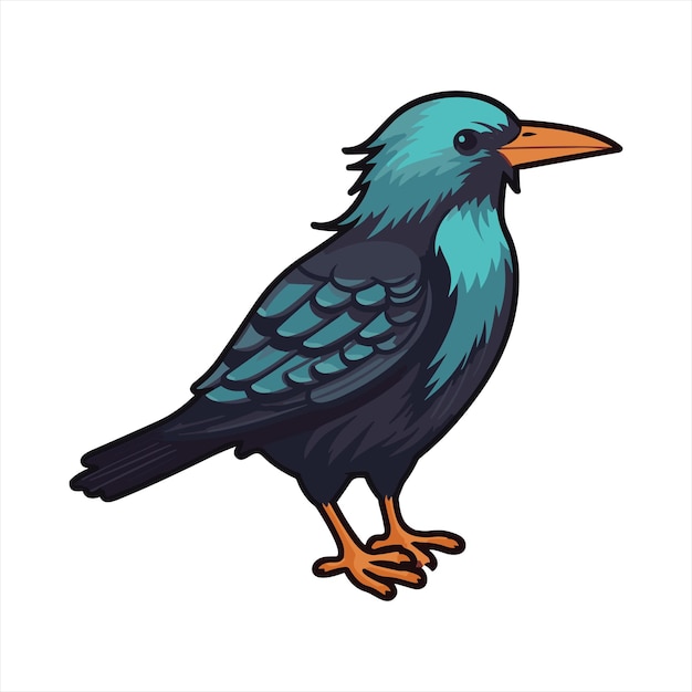 Vector spreeuw leuke grappige cartoon kawaii clipart kleurrijke aquarel vogel dier huisdier illustratie