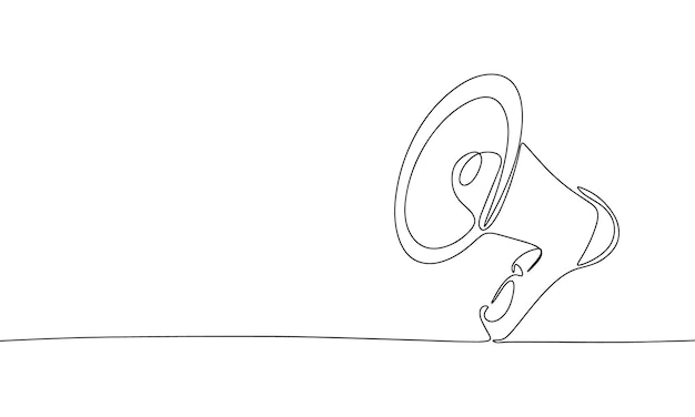Sprekende trompet één regel continu Line art outline vector illustratie