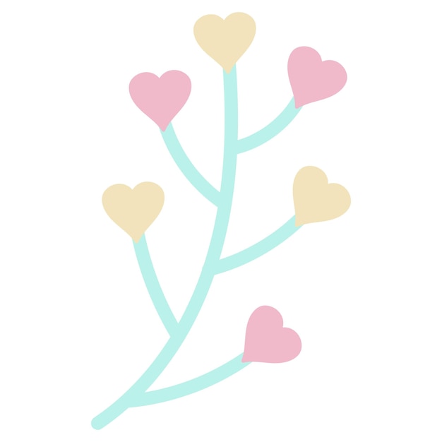 Sprig with hearts Design element Vector illustration