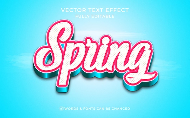 Vector spring 3d editable text effect font style