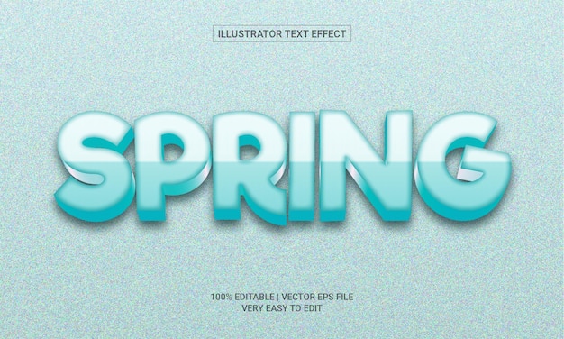 Spring 3d редактируемый текстовый эффект векторной иллюстрации