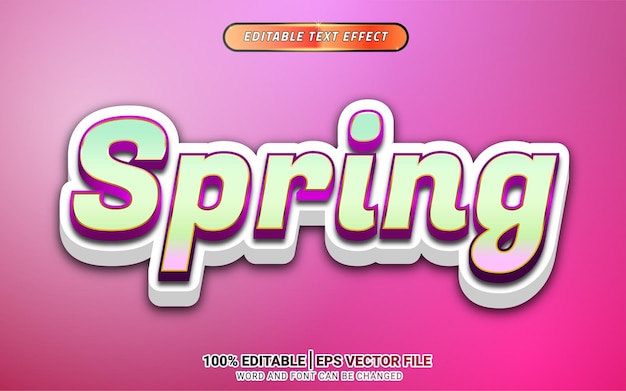 spring 3d soft editable text effect template design