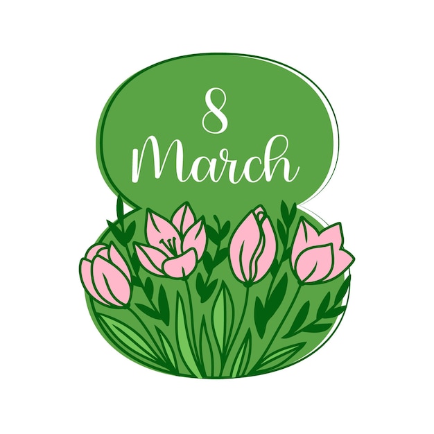 Premium Vector Spring 8 number for women's day cards with tulips