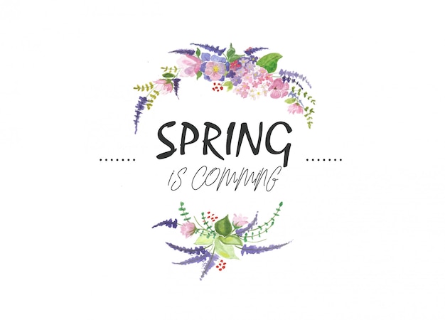 Arte di primavera con fiori ad acquerelli