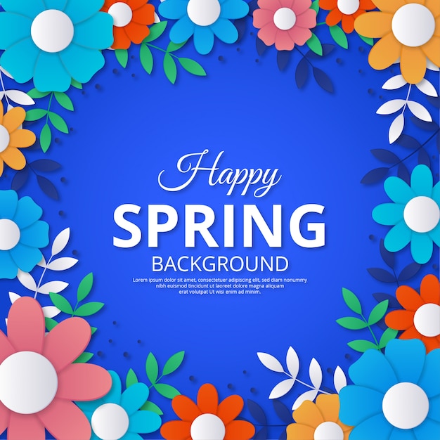 Vector spring background in colorful paper style design