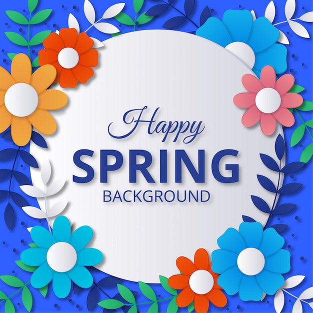 Spring background in colorful paper style