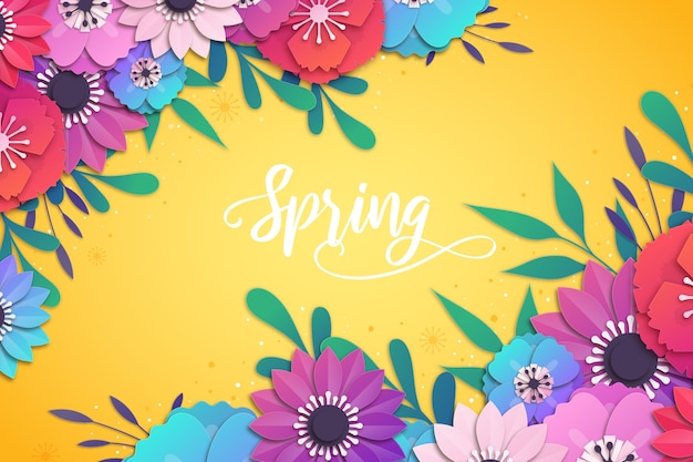 Vector spring background in colorful paper style