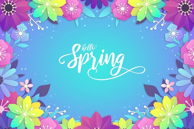 Spring background in colorful paper style