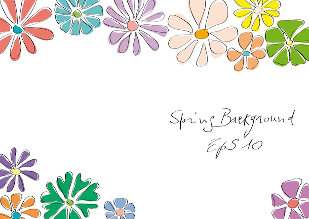 Spring Background Hand drawn flowers