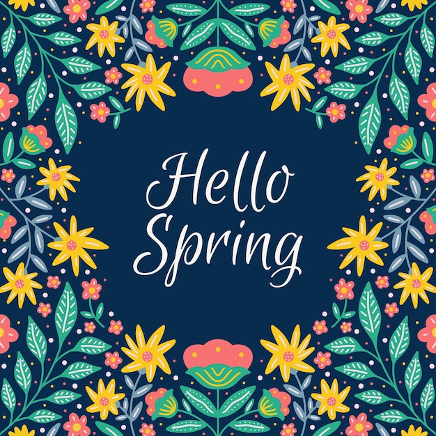 Vector spring background with flower and foliage