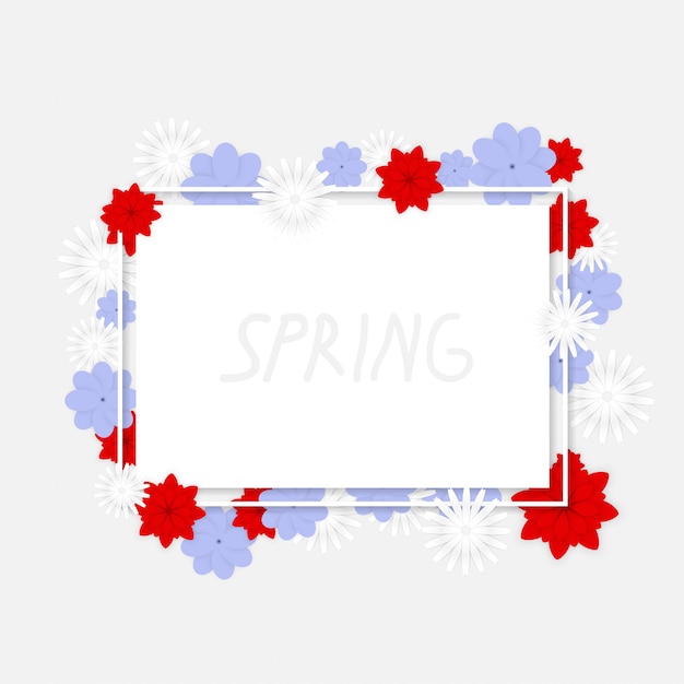 Spring banner with coloful flowers