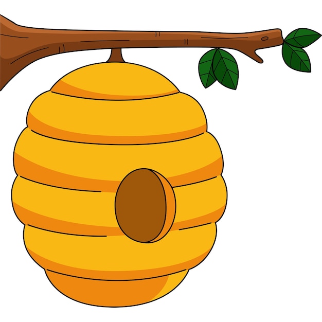 Vector spring beehive cartoon colored clipart