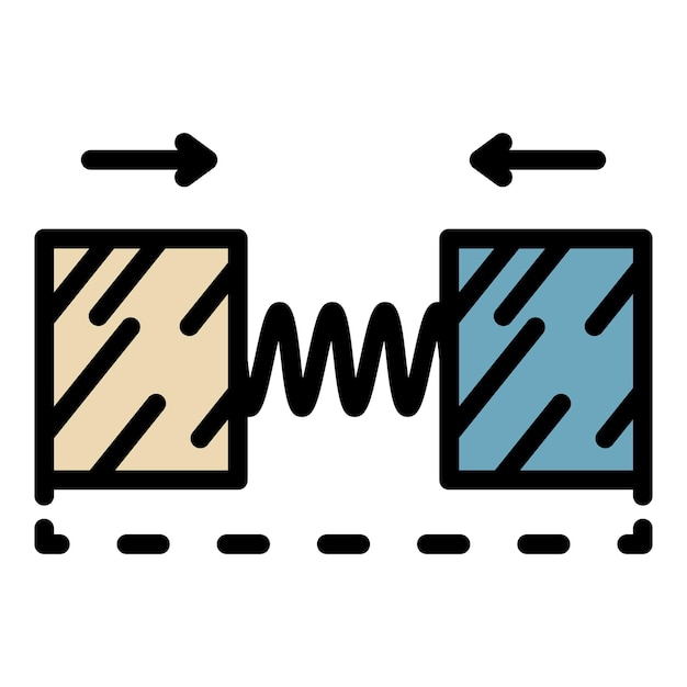 Вектор Пружина между значком магнитов. контур пружины между магнитами. цвет векторного значка магнита плоский изолированный.