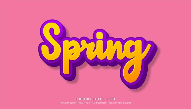 Vector spring bewerkbare 3d tekst effect sjabloon vetgedrukte typografie en abstracte stijl