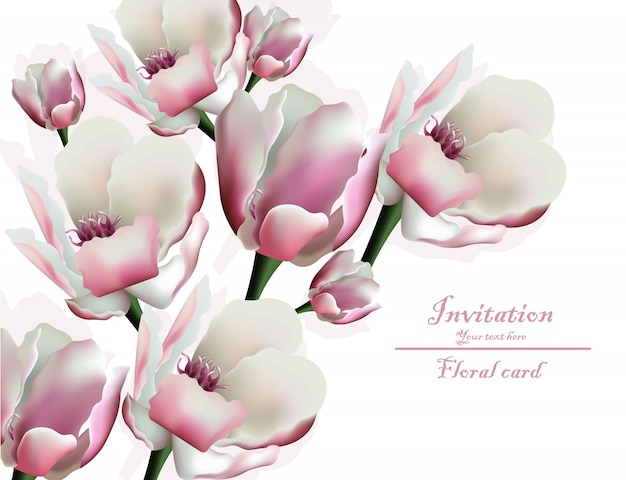 Vector spring blossom floral invitation card