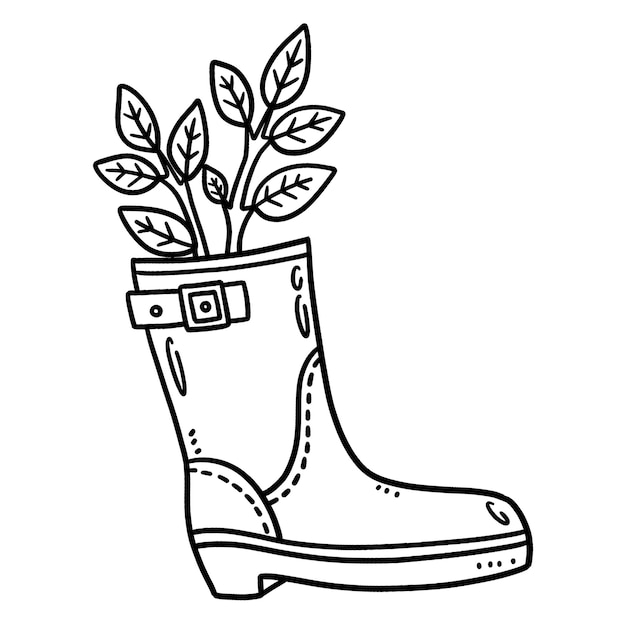 Spring Boot Planter Isolated Coloring Page