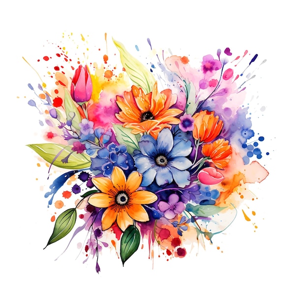 Spring bouquet watercolor flower illustration design floral