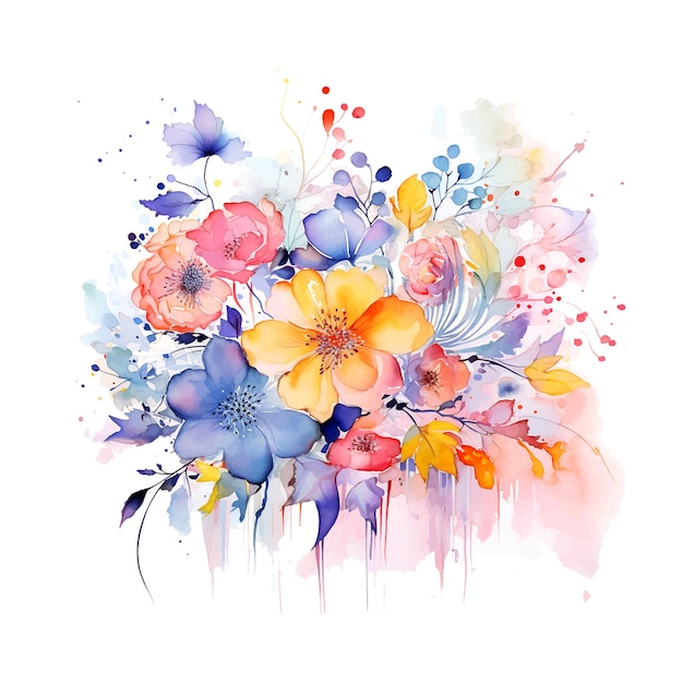 Spring bouquet watercolor flower illustration design floral