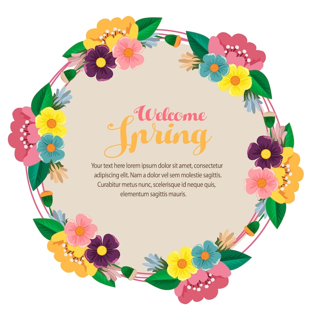 Spring card bush leaves round text