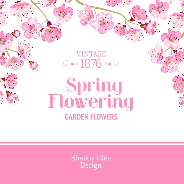 Spring card with template text and flower pattern