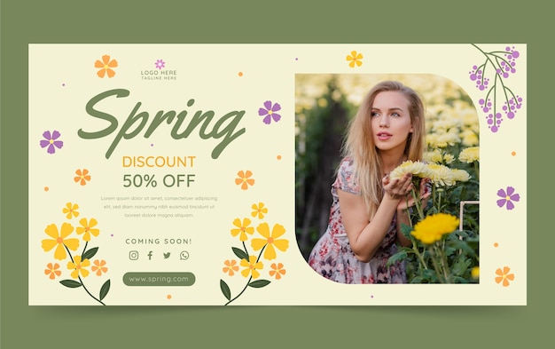 Vector spring celebration floral social media promo template