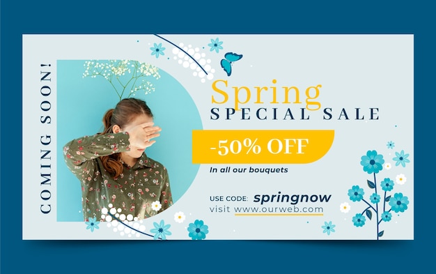 Spring celebration floral social media promo template