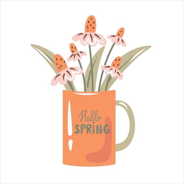 Spring chamomile flowers in mug