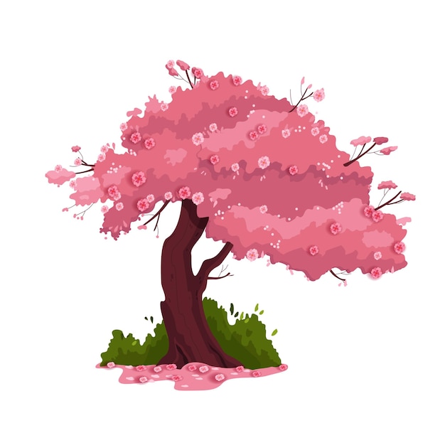 Vector spring cherry tree illustration
