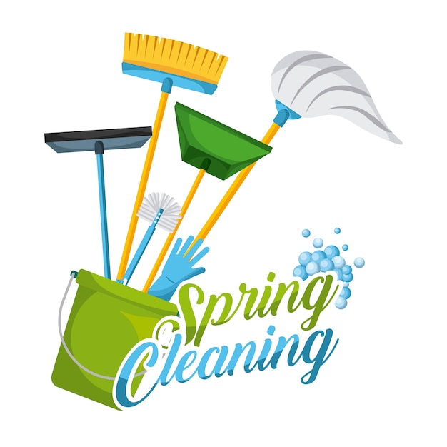 Spring cleaning letter decorating and equipment domestic tools 